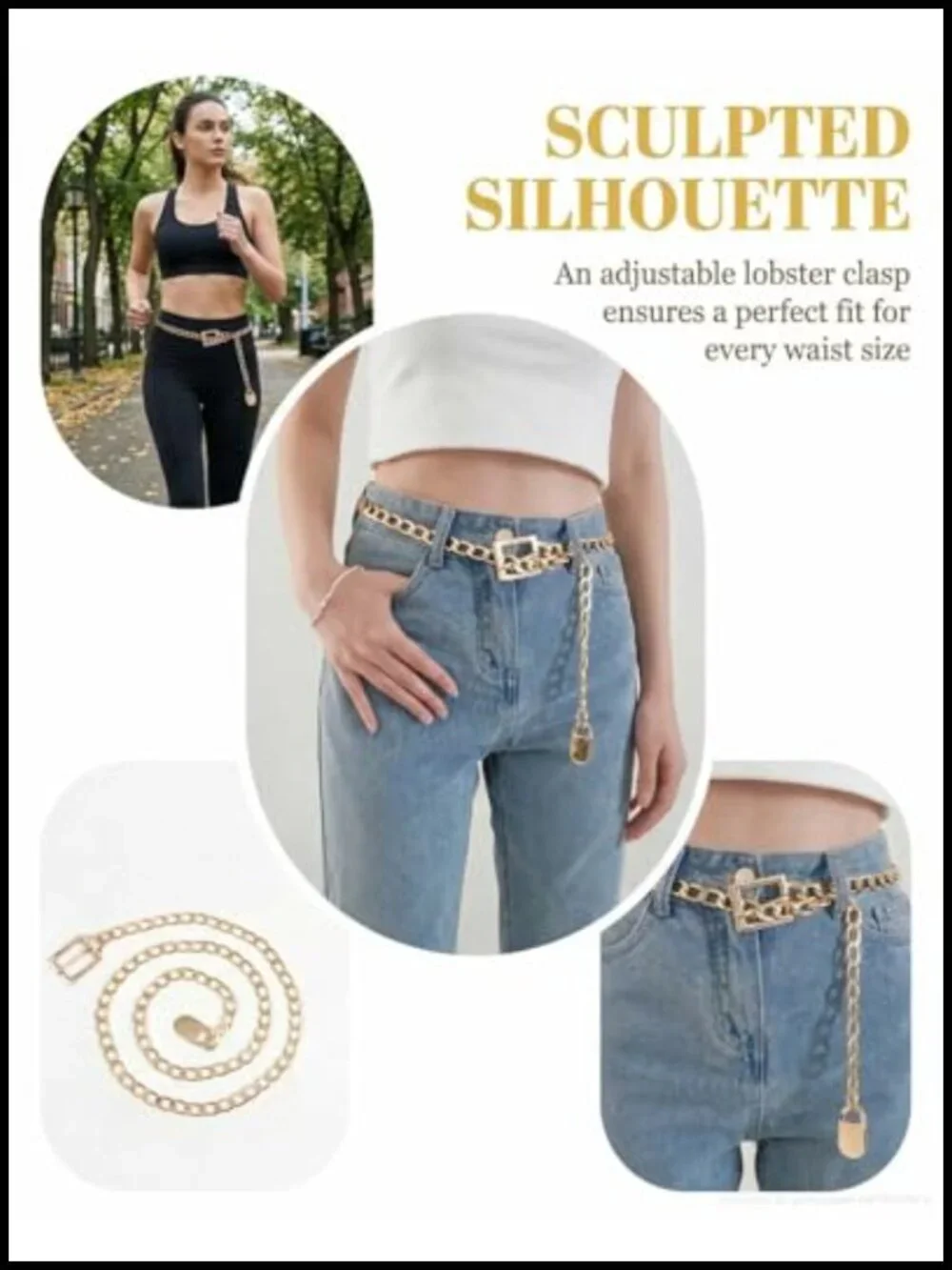 Multilayer Metal Chain Belt with Buckle Waist Chain for Dresses